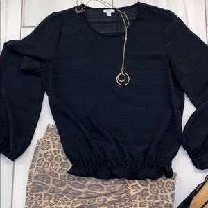 Black Sheer Stripe Blouse